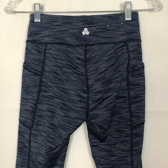 Tek Gear Mid-Rise Athletic Striped Blue Leggings Size S - Picture 6 of 8